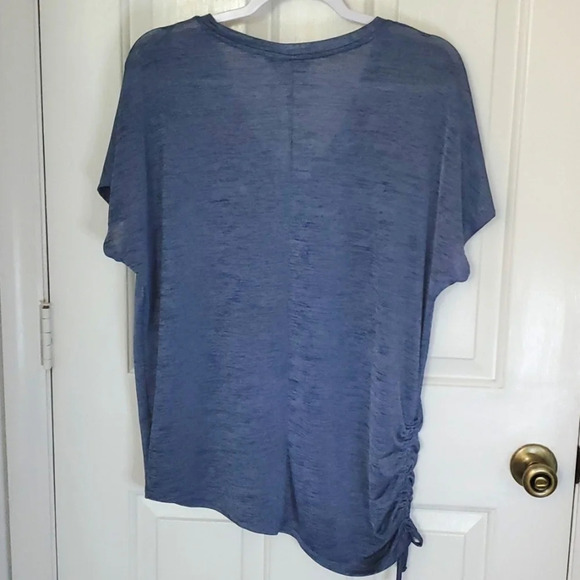 Simply Vera Vera Wang Womens Sheer Cap Sleeve Top with Side Gathered Tie - Picture 5 of 11
